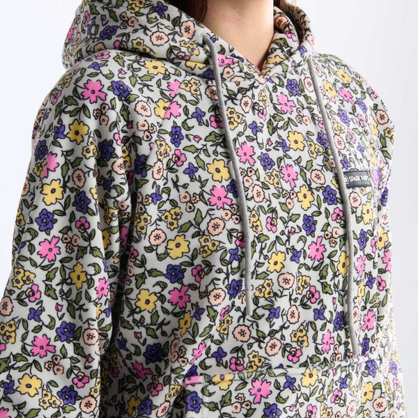 Vintage Flower Human Hoodie - Light Grey