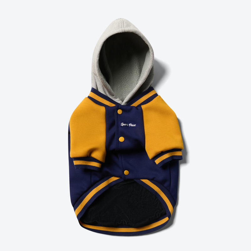 Dog Varsity Jacket - Blue Yellow