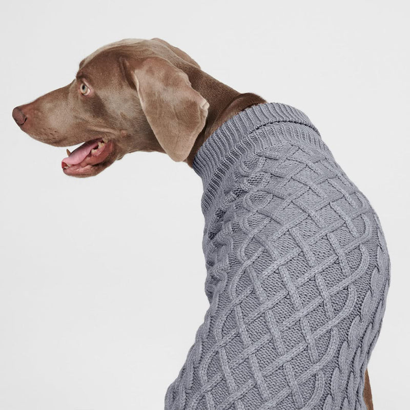 Cable Knit Dog Sweater - Grey