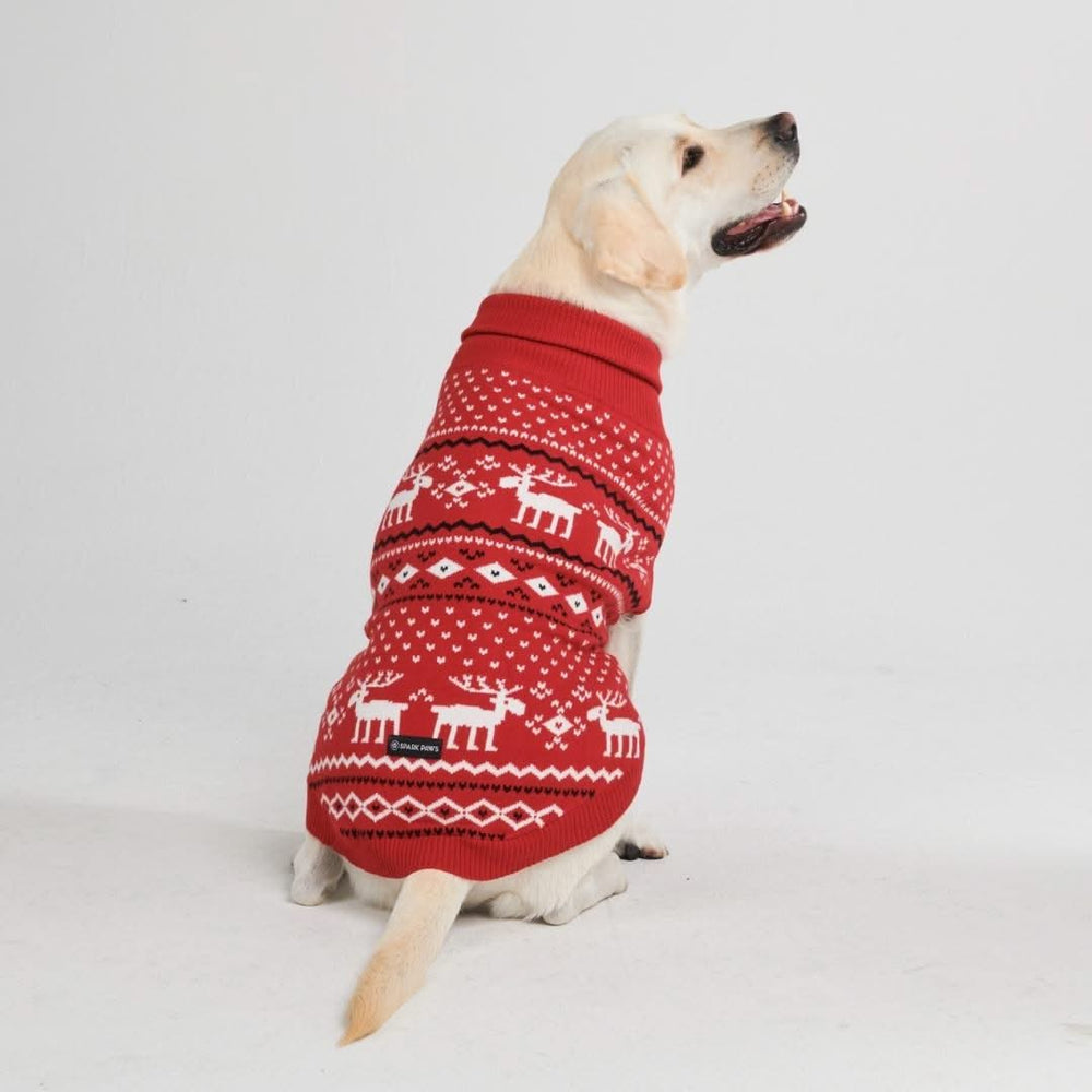 Knit Christmas Dog Sweater Dasher Red